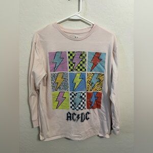 AC/DC Graphic Long Sleeve Tee - Light Pink